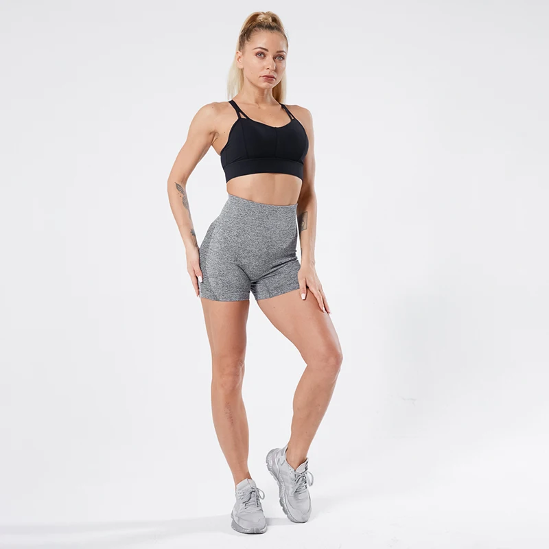 CHRLEISURE Seamless Shorts Women High Waist Fitness Biker Shorts Women Push Up Elastic Workout Shorts Skinny