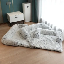

King Dog Bed Sofa Large Fluffy Dogs Pet House Sofa Mat Long Plush Warm Kennel Pet Cat Puppy Cushion Washable Blanket Sofa Cover