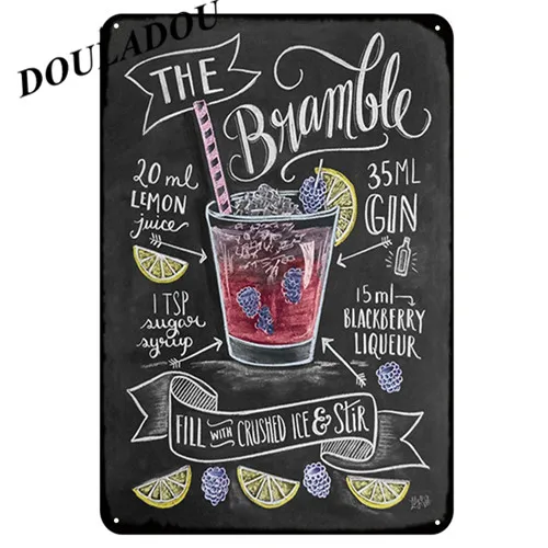 [Douladou] Cormopolitam Коктейльные металлические вывески Mojito оловянные вывески для паба настенные стикеры Ретро Клубное меню Арт плакат для паба магазин Poster20x30CM
