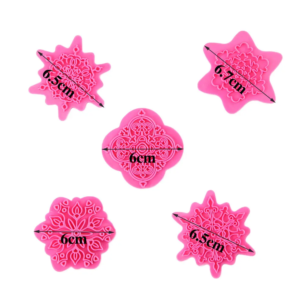 5pcs Mandala Lace Pattern Cookie Stamp Biscuit Mold Cookie Cutter Fondant Cake Molds DIY Baking Bakeware Decoration Tool cookie cutter baking mold cookie mould cookie printing mold fondant cutter baking decorating tools cookie maker press kit cake lace mold pastry cutter