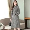 2022 Vintage Female Houndstooth Midi Dresses Autumn Winter New Plus Size Long Sleeve Dress Elegant Women Bodycon Party Vestidos ► Photo 2/6
