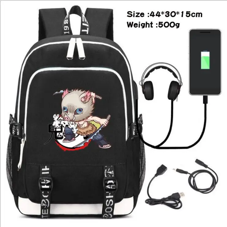 Demon Slayer Ghost Blade Kamado USB port рюкзак для ноутбука школьная дорожная сумка для книг для студентов повседневный рюкзак для ноутбука для девочек и мальчиков подарок