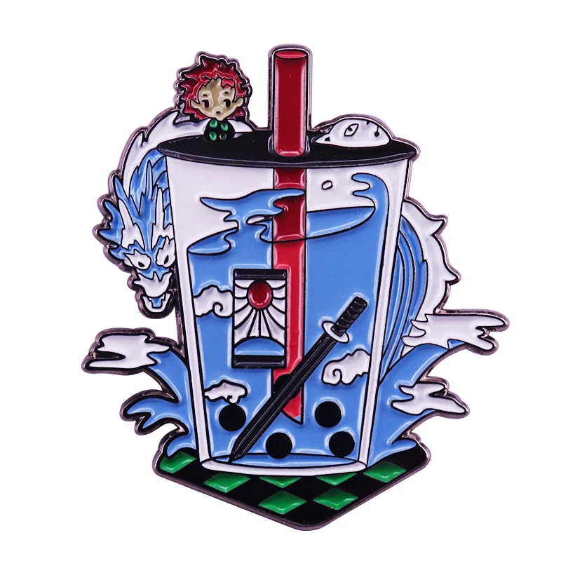 Эмалированная брошь Kimetsu no Yaiba в виде пузырька чая со вкусом танжиру значок для