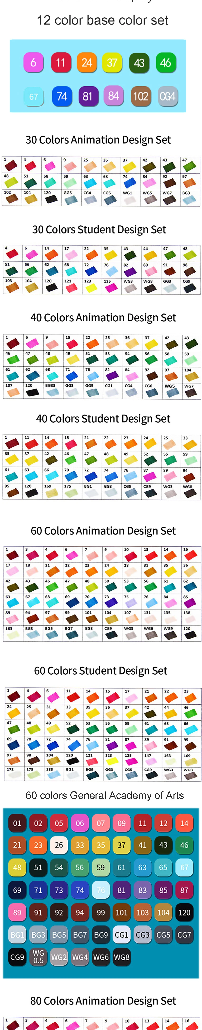 Markers brush Pen Set authentic student double-headed beginner 30/40/60/80 colors oil alcohol painting marker art supplies