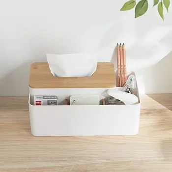 

Home Kitchen Wooden Plastic Tissue Box Solid Wood Napkin Holder Case Simple Stylish Bamboo Cover Hotel Storage Box