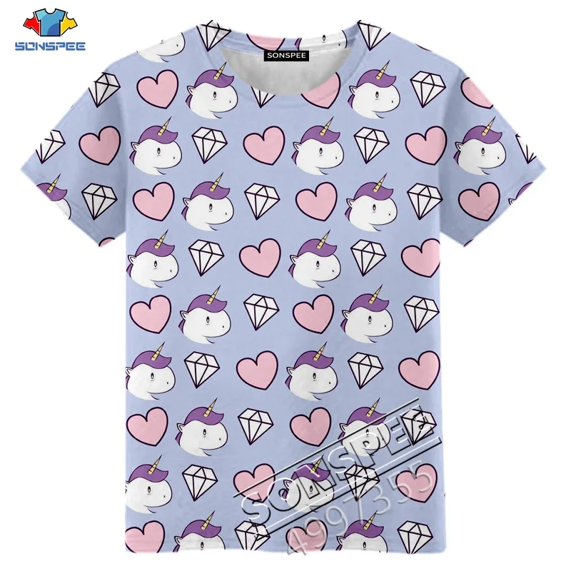 SONSPEE Unicorn Diamond Purple Harajuku 3D Clothes Boys Girls Teens t shirt Kids Tops Kawaii Cap hoodies child Sweatshirts Funny - Цвет: t shirt