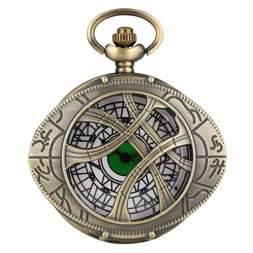 Doctor Who тема глаз Форма Охотник кварцевые карманные бронзовые часы креативное ожерелье свитер цепь Кулон Старинные Часы унисекс подарок