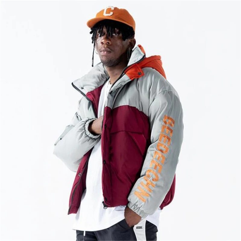 

Letter Embroidery Hooded Winter Coat Men New Cotton Cotton clothes Thickening Cold Fleece Warm Parkas Mens Coats