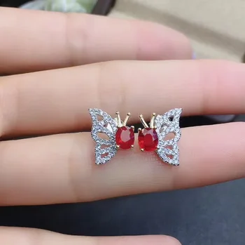 

100% Natural And Real Ruby Earring 925 sterling silver Fine jewelry For men women Earring