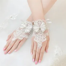 Свадебные перчатки для невесты короткий параграф свадебное платье с перчатками аксессуары Жемчужное Кружево брато handschuhe luvas para festas J15