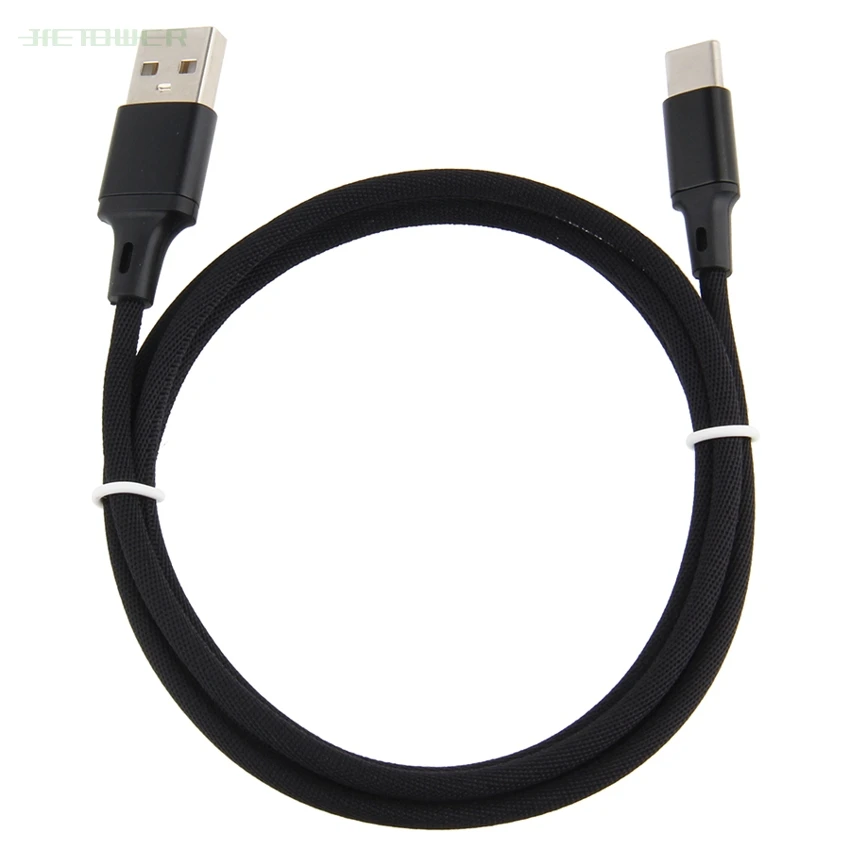Черный 100 шт./лот USB C type C кабель 1 м чистый цвет плетеный для Xiaomi Note7 Mi9 samsung S9 провод для быстрого заряда type C зарядный шнур - Цвет: Черный