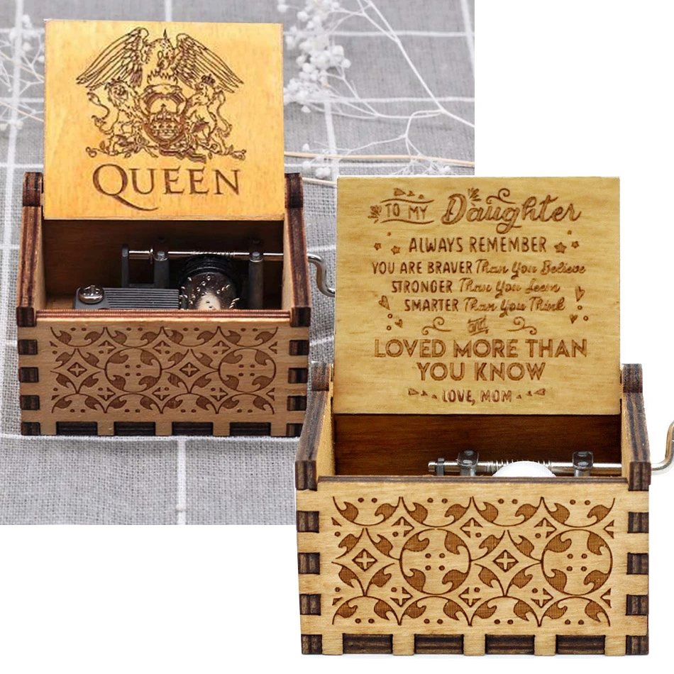 

Hot Antique Carved Wooden Hand Crank Queen Music Box Game Of Thrones To My Goigeous Wife Theme Music Box Christmas Birthday Gift