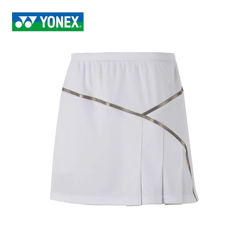 Оригинальная Женская юбка для бадминтона Yonex дышащая удобная быстросохнущая Женская Спортивная Короткая юбка для соревнований по фитнесу - Цвет: Белый