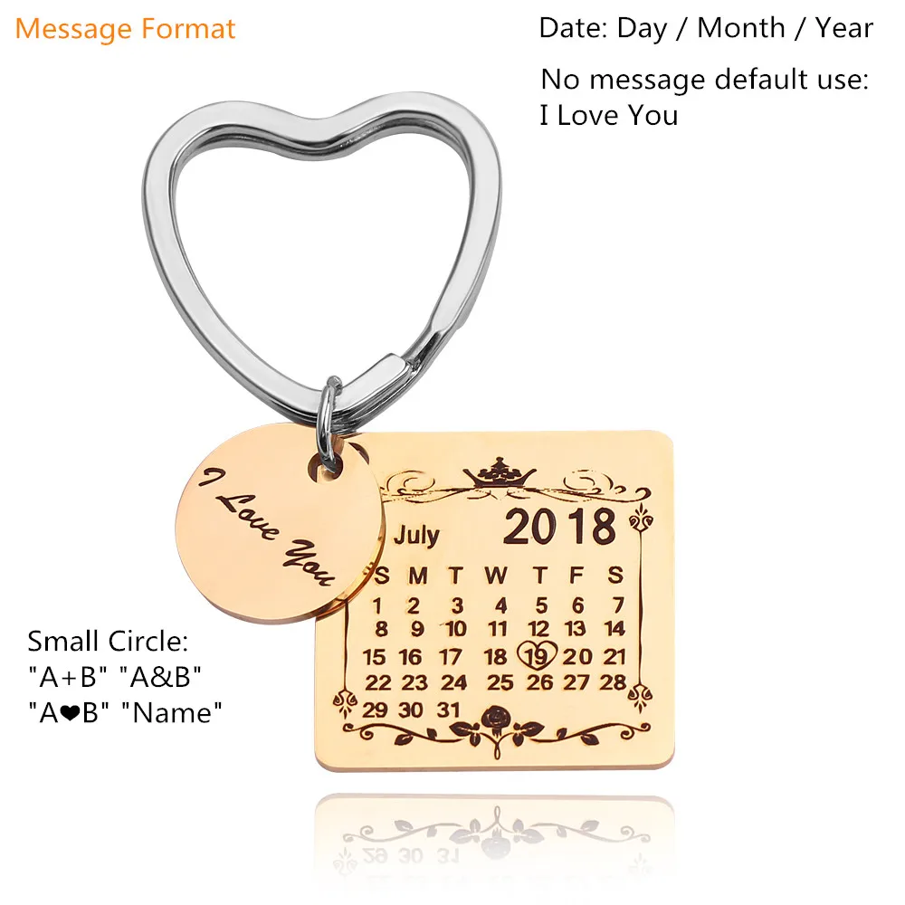 Персонализированный Календарь-брелок из нержавеющей стали на заказ с ручной гравировкой календарь юбилей частный пользовательский Brelok брелок подарки - Цвет: 05-DZ0084