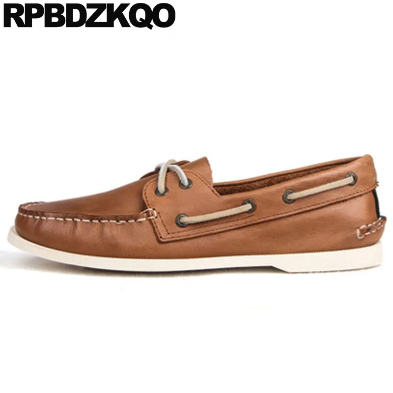 Italy Real Leather Cowhide British Style Men Shoes Luxury Brand Spring Brush High Quality Driving Genuine Boat Brown Rubber | Обувь