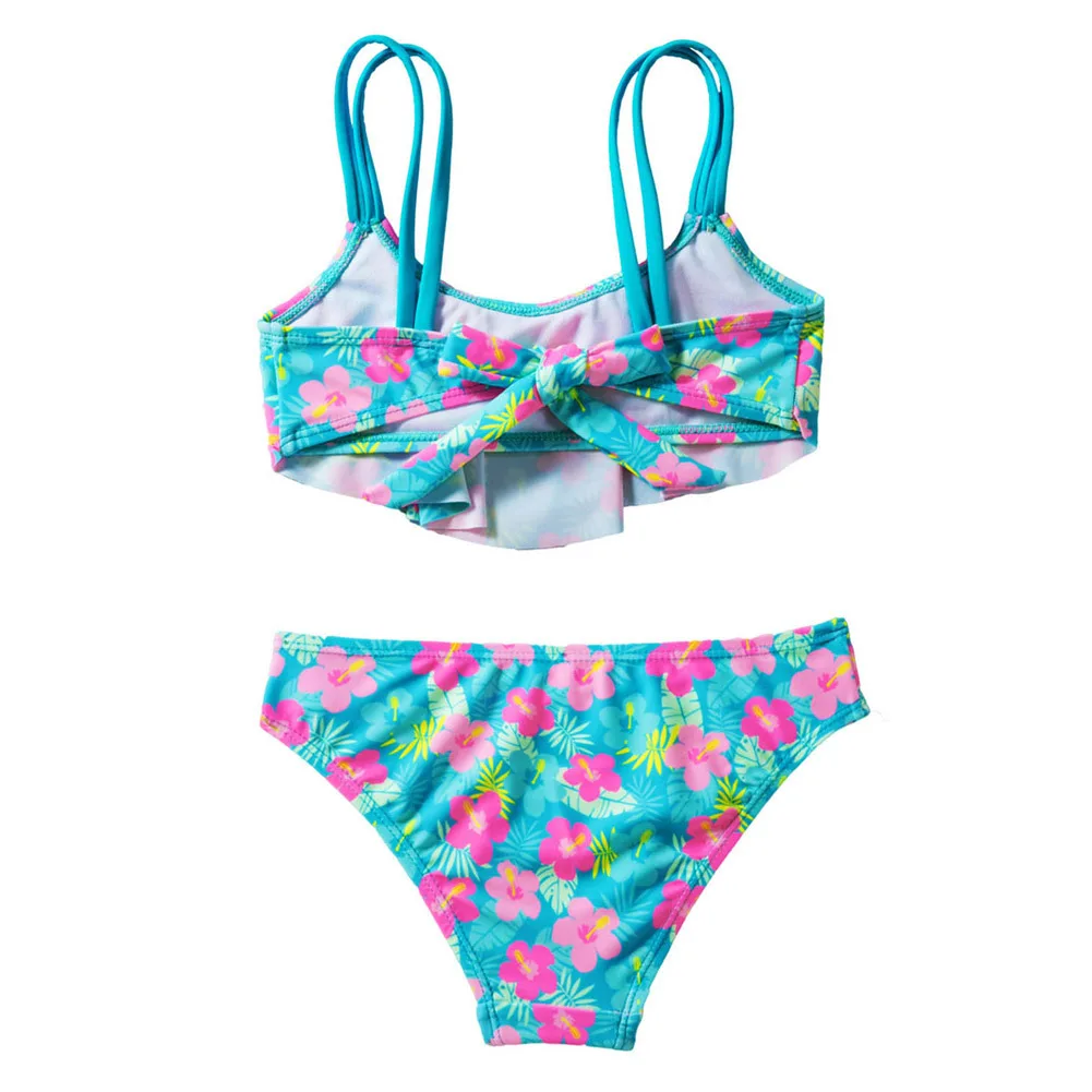 

Shi ying New Style America KID'S Swimwear Women's Vintage Printed Two-Piece Set Simple Split Type Triangular Bathing Suit