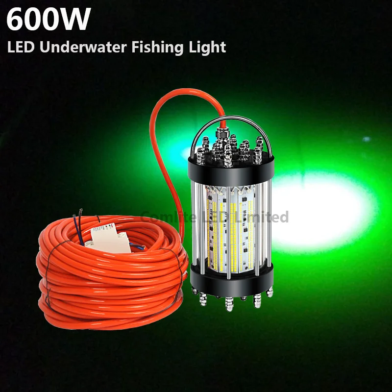 AC220V to 240V 600W Undrwater LED Fishing Lights Dock Night Fishing Lure  Multi Color for Lake River Reservoir Pond Fishing