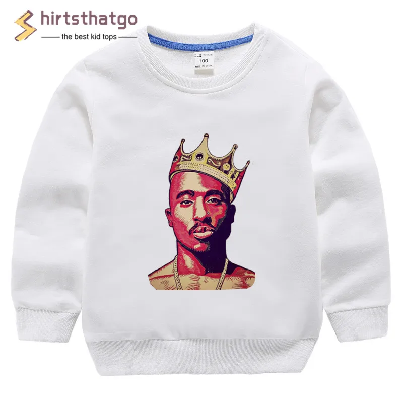 2pac/забавные толстовки с капюшоном в стиле хип-хоп для мальчиков и девочек; толстовки; детская осенне-зимняя одежда для малышей; детский пуловер; топы; подарок в виде черной пятницы - Цвет: T127J-c white