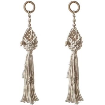 

2PCS Nordic Style Woven Wall Hanging Flower Pot Hanging Net Pocket Living Room Bedroom Wall Decoration Home Decor