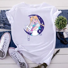 Cheap Funny Sailor Moon Women T-Shirt Costume Super Cute Girly Woman T Shirt Kawaii Vintage Tshirts Womens Gothic Crewneck Tee Tops Cheap Funny Sailor Moon Women T-Shirt Costume Super Cute Girly Woman T Shirt Kawaii Vintage Tshirts Womens Gothic Crewneck Tee Tops