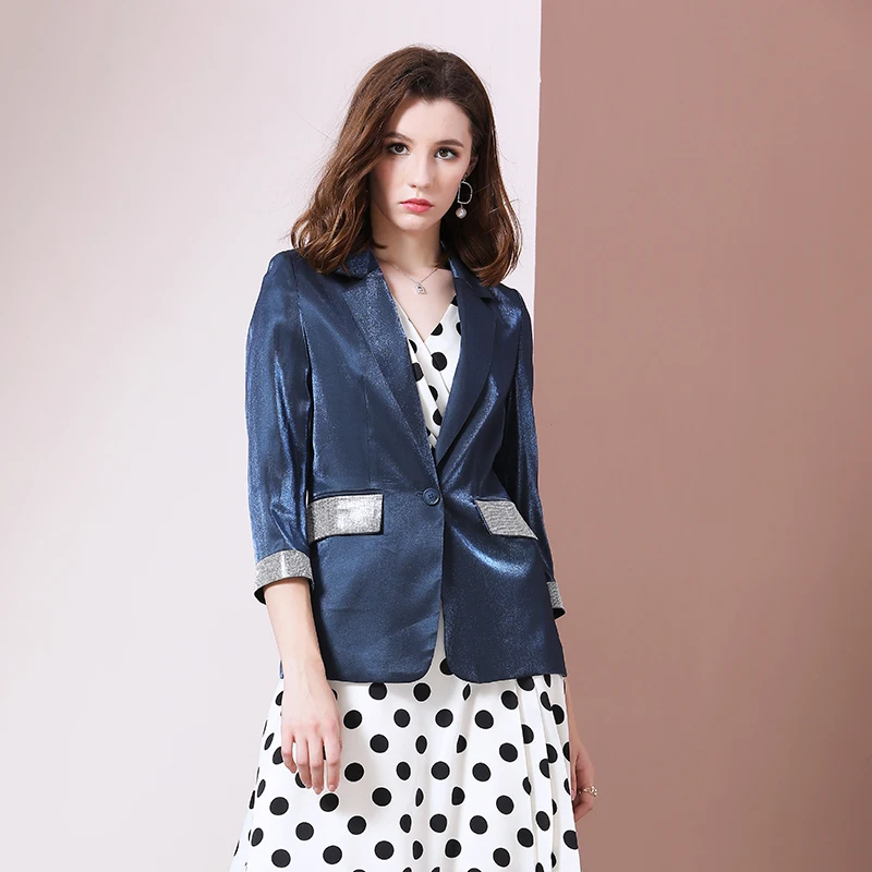 Женский офисный Блейзер абрикосового цвета с блестками женские блейзеры и