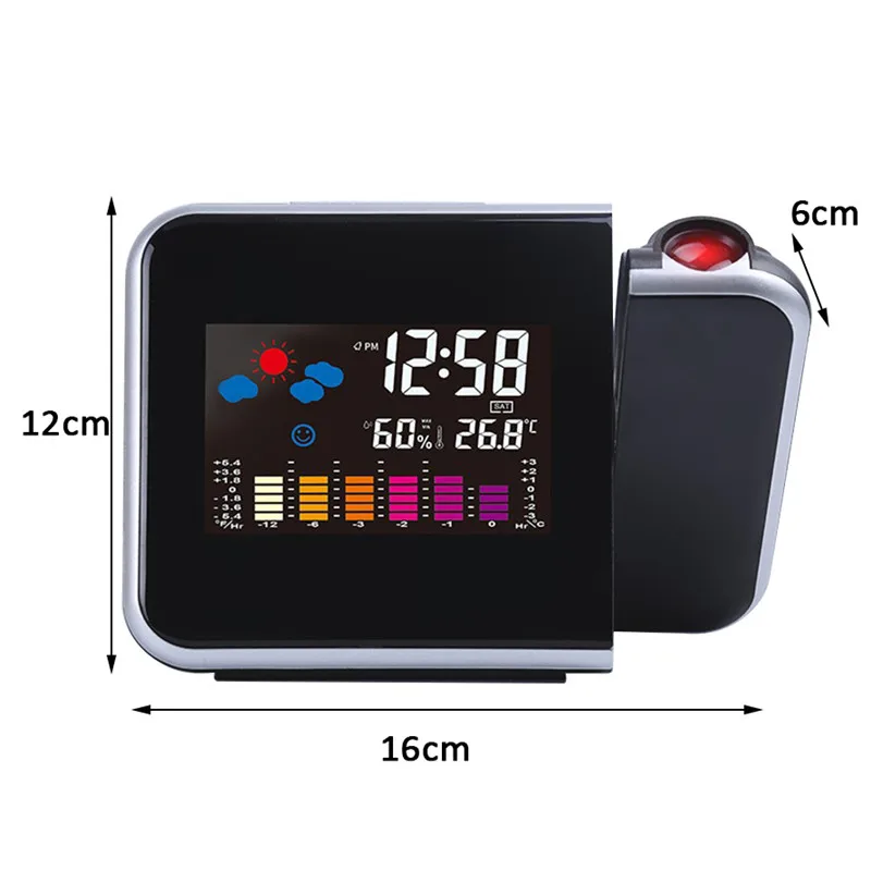 LED Digital Projection Alarm Clock Temperature Thermometer Desk Time Date Display Projector Calendar USB Charger Table Led Clock