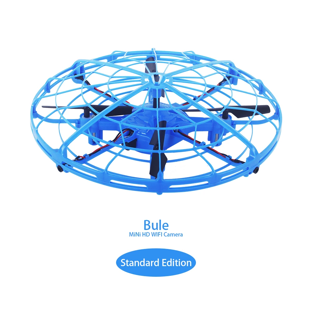 480P Dron Quadcopter UFO Drone With Camera Toys Mini Drone LED Gesture Gravity Induction Drones Induction Quadcopter - Цвет: Blue Without camera