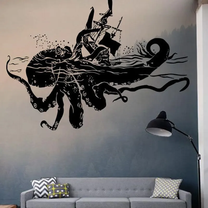 

Cartoon Octopus Wall Sticker Sea Wall Decal For Nursery Kids Bedroom Decor Room Revocable Vinyl DW13018