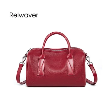 

Cowhide small boston bag genuine leather soft fashion women handbag chic stylish versatile sholder bag new pillow cross body bag