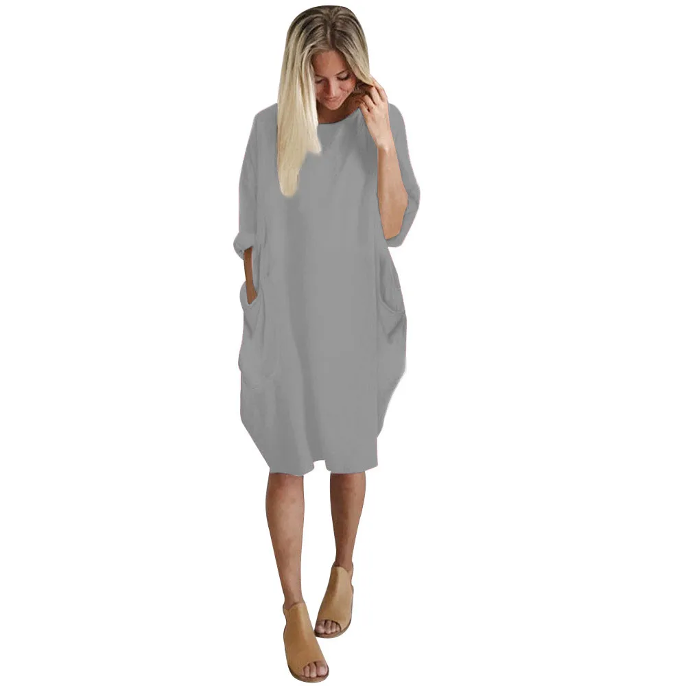 Long-sleeved Harajuku Dress Women Casual Knee-length Dress s-2xl Plus Size elbise Solid Christmas Dresses Party Printing Dresses