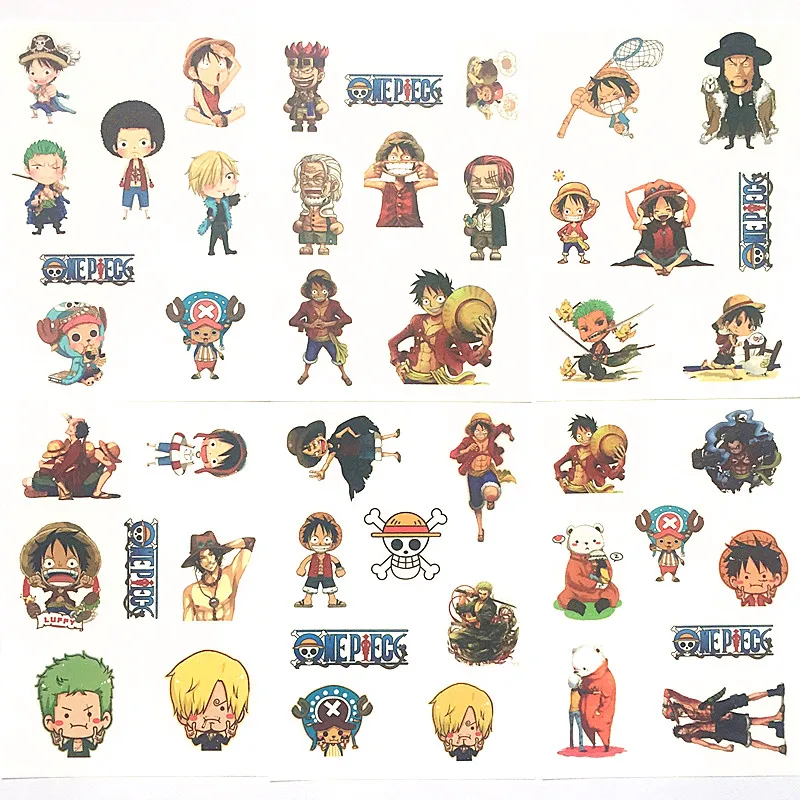 

6pcs/set One Piece Anime Stickers Pegatinas Book Sticker Pack Classic Toys Skateboard Doodle Sticker Kids Toys