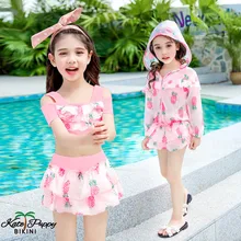 Купальник с принтом, летний детский купальник, Раздельный женский купальник-бикини, красивое бикини для девочек, детский купальник