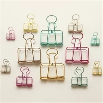 

1PC 20*40mm Novelty Solid Color Hollow Out Metal Binder Clips Notes Letter Paper Clip Office Supplies Color Random
