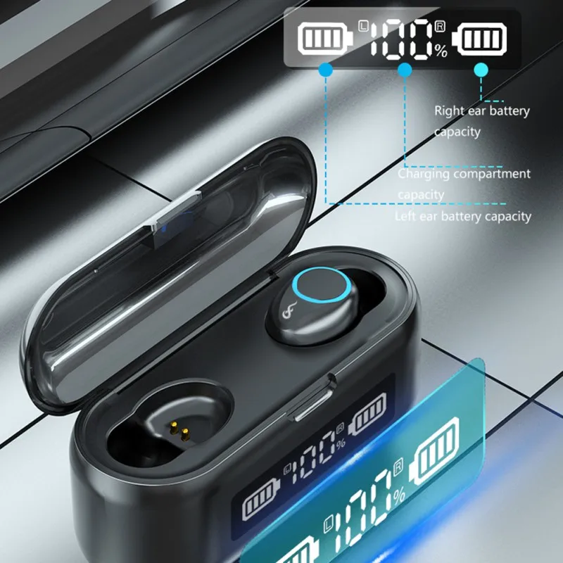 F9 45 Bluetooth In Ear Headset LED Touch Control True Wireless Noise Cancelling Earphones With Microphone Charging Box