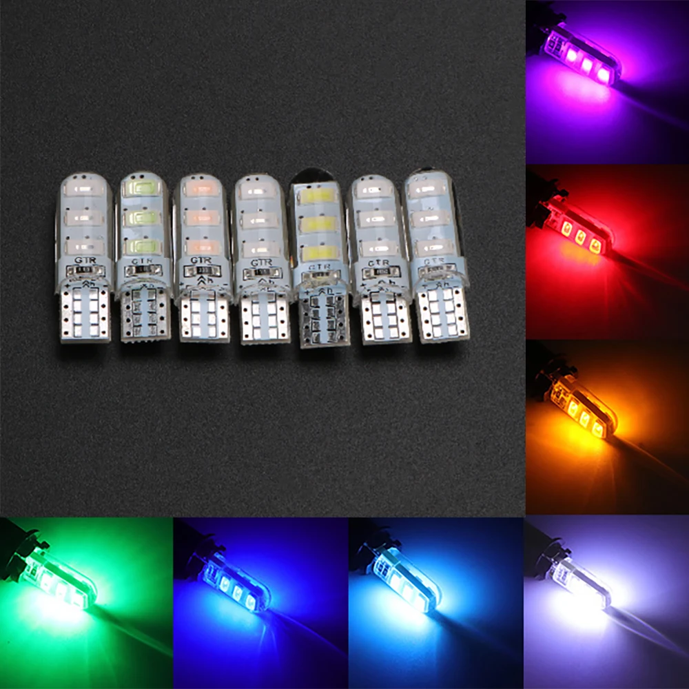 

2Pcs Silicone 12V W5W T10 194 LED 5630 6SMD Replacement Reverse Instrument Panel Lamp White Blue Bulbs For Clearance Lights