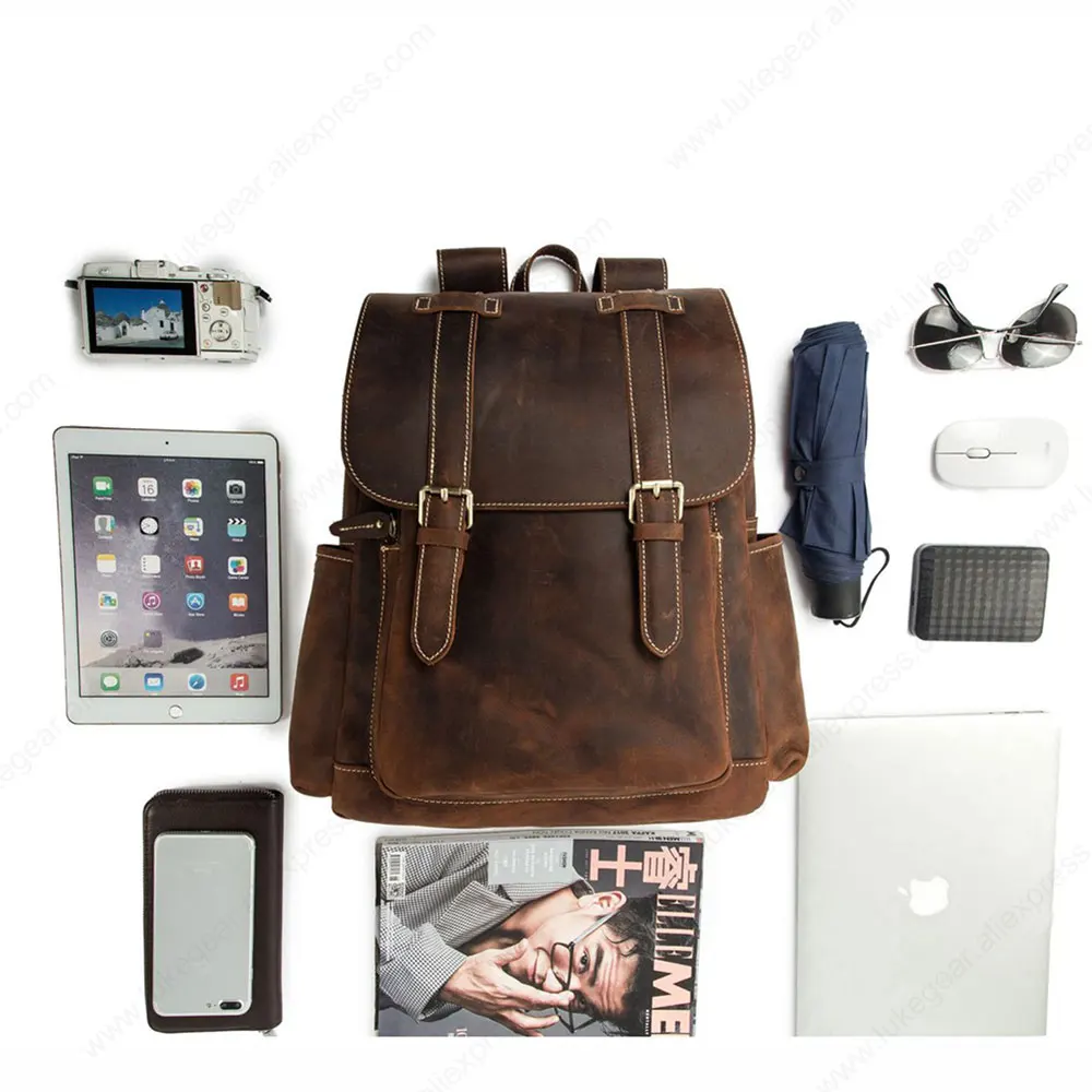 Genuine Leather Backpack Women Vintage Style Backbags Big Capacity Real Material School Bags for Teenager