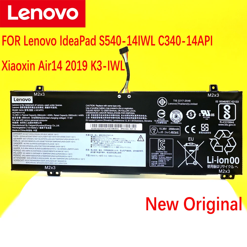 Nova Bateria Original para Lenovo Ideapad S54014iwl C340-14api Xiaoxin Air142023 K3-iwl L18m4pf3 L18c4pf4 L18m4pf4 L18c4pf3