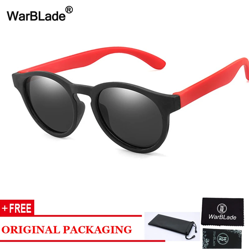 WarBlade, круглые детские поляризационные солнцезащитные очки для мальчиков и девочек, детские солнцезащитные очки, силиконовые защитные очки для младенцев, UV400 Oculos - Цвет линз: black red gray