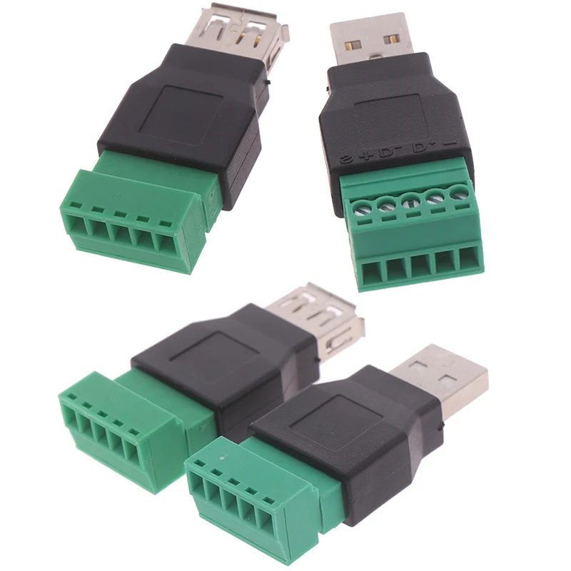 1Pcs USB Female To Screw Connectors USB2.0 Female Jack USB Plug With Shield Connector USB Female To Screw Terminal