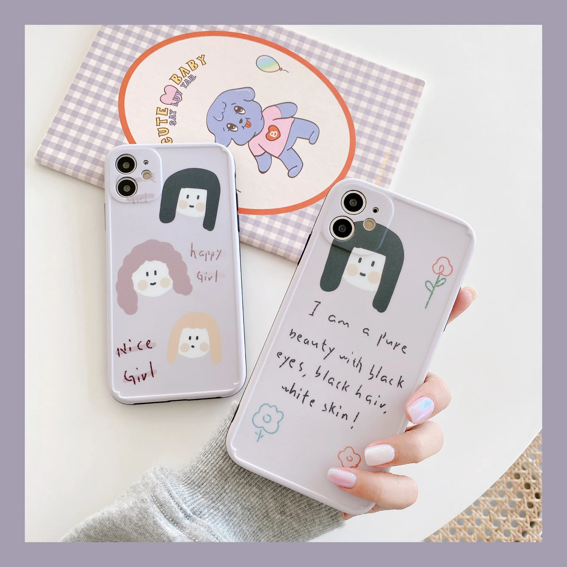 Cute Retro Art Graffiti Letter Girl Phone Case For iPhone 11 Pro Max Xr Xs X 7 Puls 8 Cases Soft Silicone Cover Coque | Мобильные