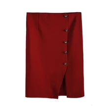 Ряд пряжки женская юбка тонкая высокая талия сплит длинная сумка бедра юбка