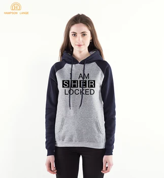 

Sherlock I Am SHER Locked Long Sleeve Hooded 2020 Sweatshirts Women Winter Kpop Raglan Hoodies Pink Fleece New Style Tracksuit