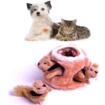 

Pet Dog Toys Squeaky Plush Soft Toy Three Squirrel Hide Plush Squeak Toy Puzzle Dogs Outward Hound Interactive toy Pets Supplies