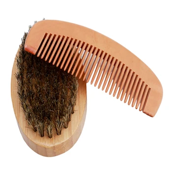 

2Pcs/Set Beard Grooming Care Kit Durable Boar Brush And Anti-static Wood Comb Hairdressing Tool For Men