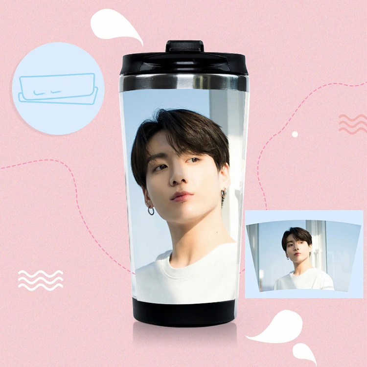 Kpop чашка Bangtan мальчики плакат 350 мл чашка для воды двухслойная чашка из нержавеющей стали подарки для фанатов - Цвет: 3