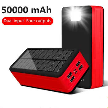 

Large Capacity 50000mAh Solar Power Bank Portable Mobile Phone Fast Charger External Battery Powerbank Outdoor Travel Charger