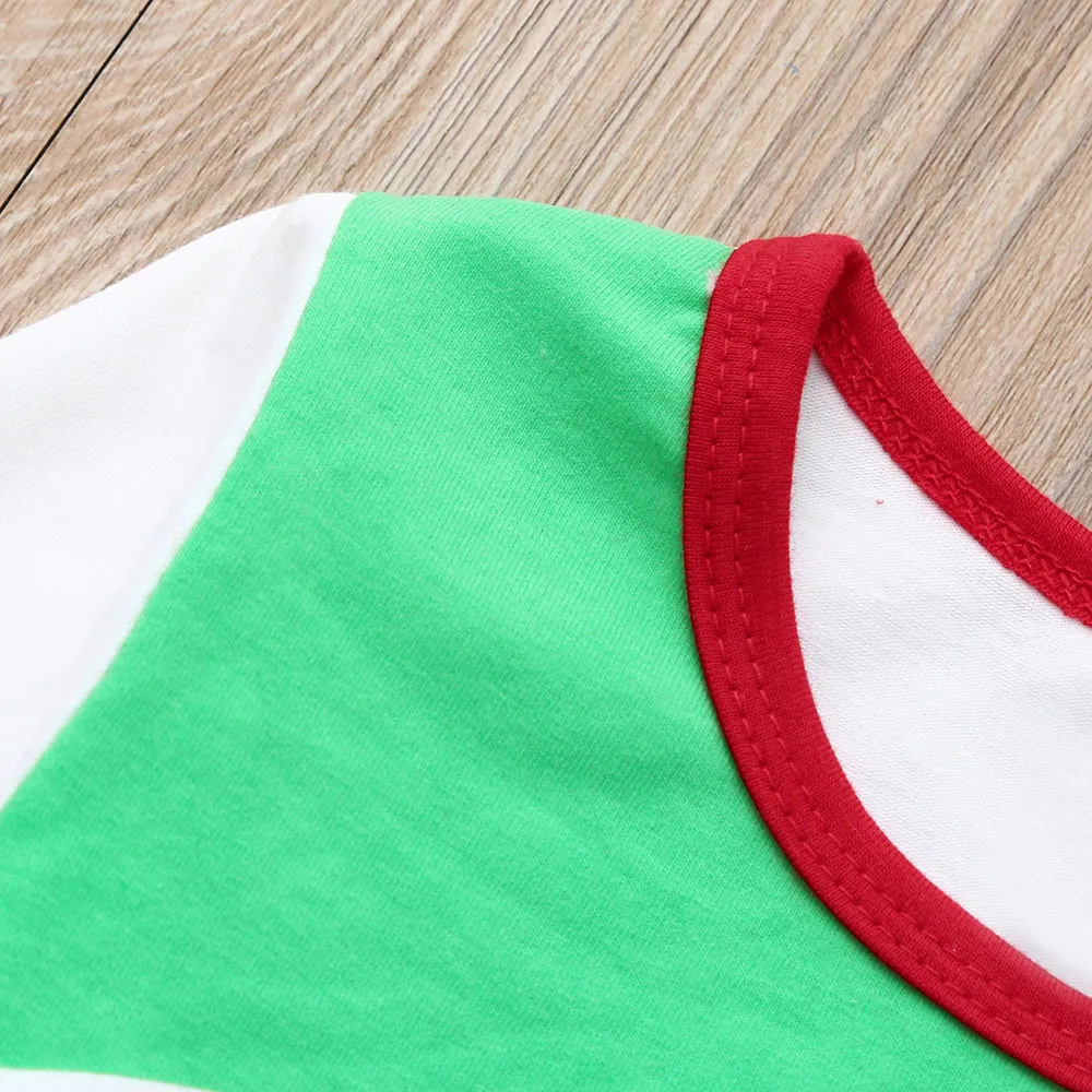 fashion baby girl clothes cotton long sleeve Solid Kids Snowman T shirt Tops+Striped Pants Trousers Christmas Clothes Set