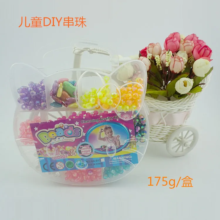 

DIY Colorful Horn Pearl Beaded Bracelet Intelligence Beaded Bracelet Environmentally Friendly Beads Box Cover Beads Set Educatio