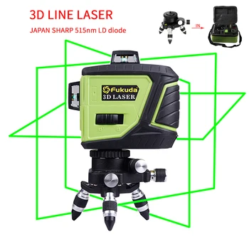 

Fukuda Brand 12Lines 3D MW-93T-3GX Laser Level Self-Leveling 360 Horizontal And Vertical Cross Super Powerful GREEN Laser Beam