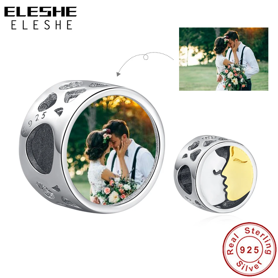 ELESHE 100% 925 пробы серебряная пара Поцелуй Бусины Подходят оригинальный браслет для